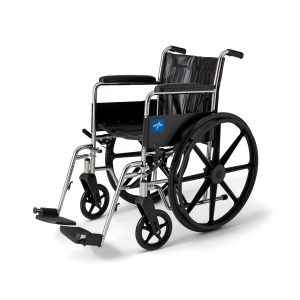 Wheelchair with Permanent Arms, Swing-Away Footrests, 18"